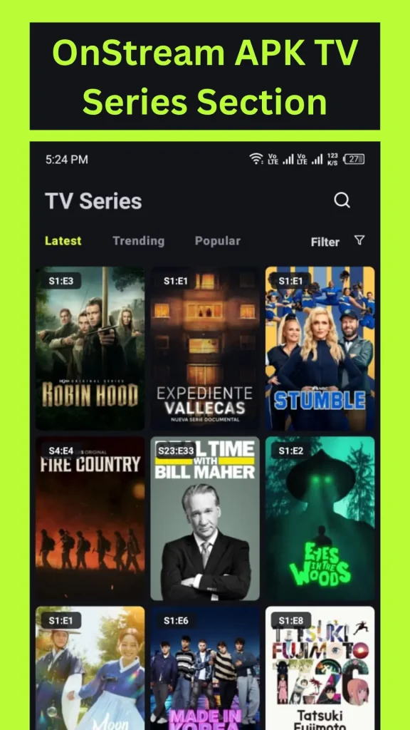 OnStream APK Free Download v1.2.0 On Android (Official) 2026 3 OnStream APK Interface