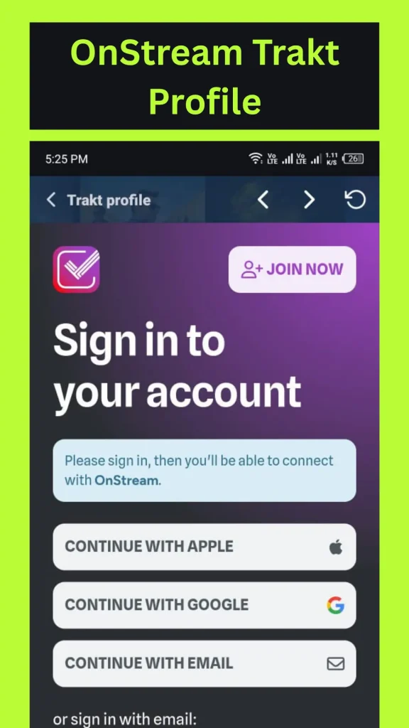 OnStream APK Free Download v1.2.0 On Android (Official) 2026 2 On Stream APK Trakt Profile